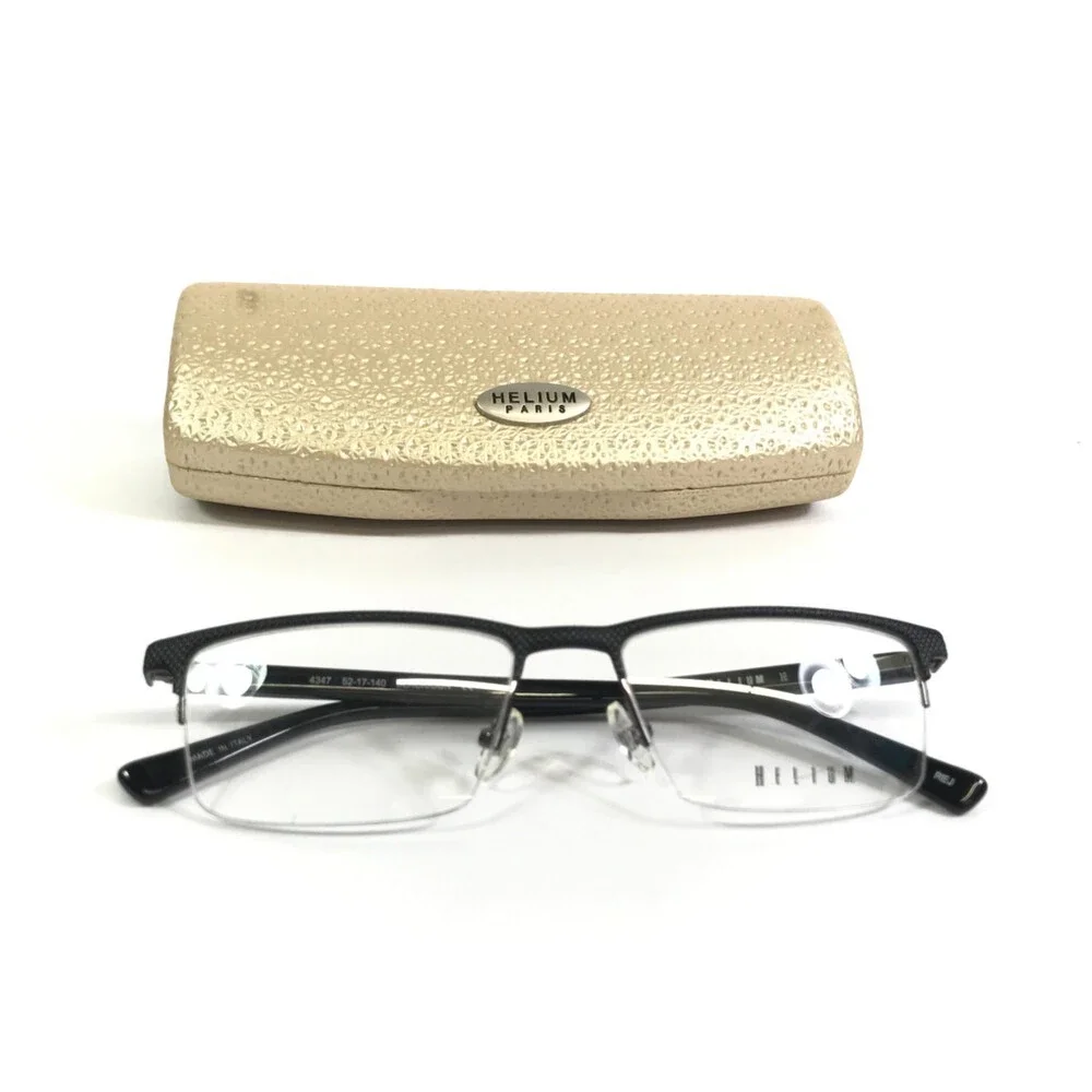 Helium Eyeglasses Frames 4347 BLACK/GUN Black Gunmetal Half Rim 52-17-140